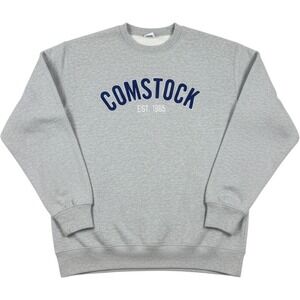 Comstock Est 1985 Crewneck Sweatshirt Heather Gray Navy Blue Applique Medium